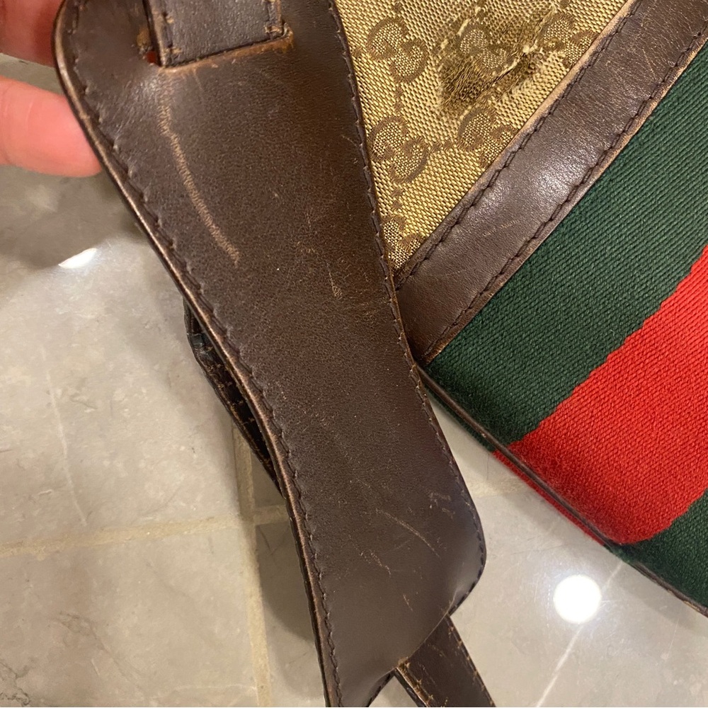 AUTHENTIC 💕Gucci💕 GG Canvas Web Half Moon Hobo Bag - Picture 6 of 16